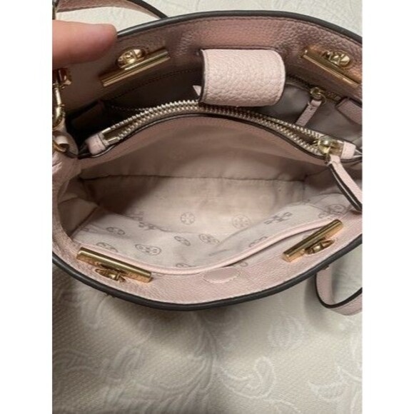 Tory Burch Georgia Triple Compartment Shoulder Tote Bag Women Size L Dusty Pink - Picture 4 of 16